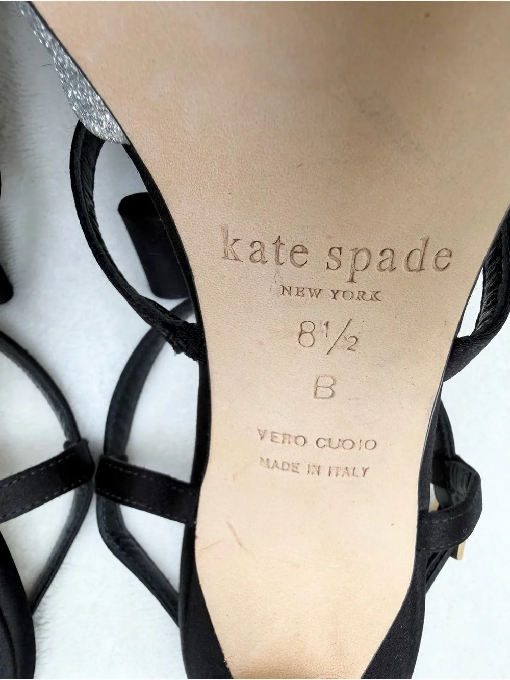 Kate Spade New York Silver Satin Bow Slingback Sandals 8.5